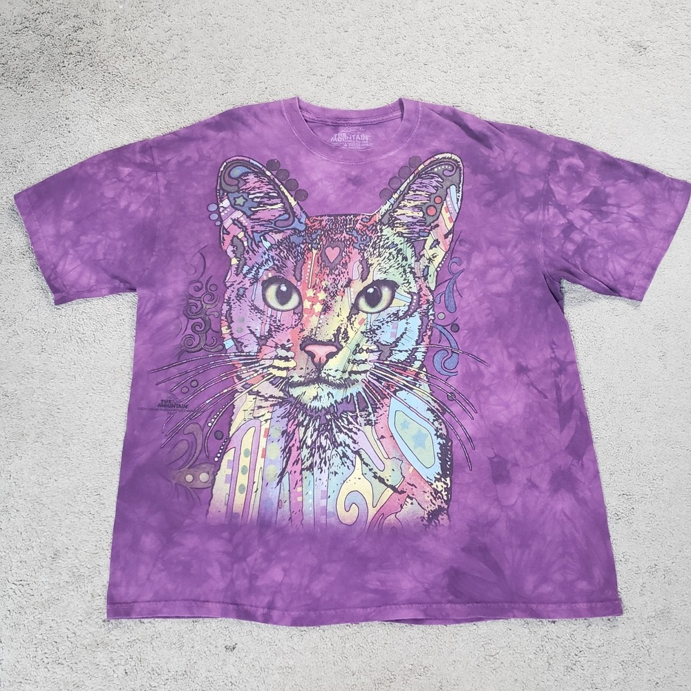 The Mountain Cat Face Shirt Kitty Tie Dye Hippie 70s Psychedelic Trippy